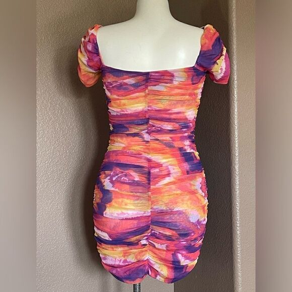 Urban Outfitters Multi Color Ruched Body Con Mini Dress size xs - Picture 4 of 5